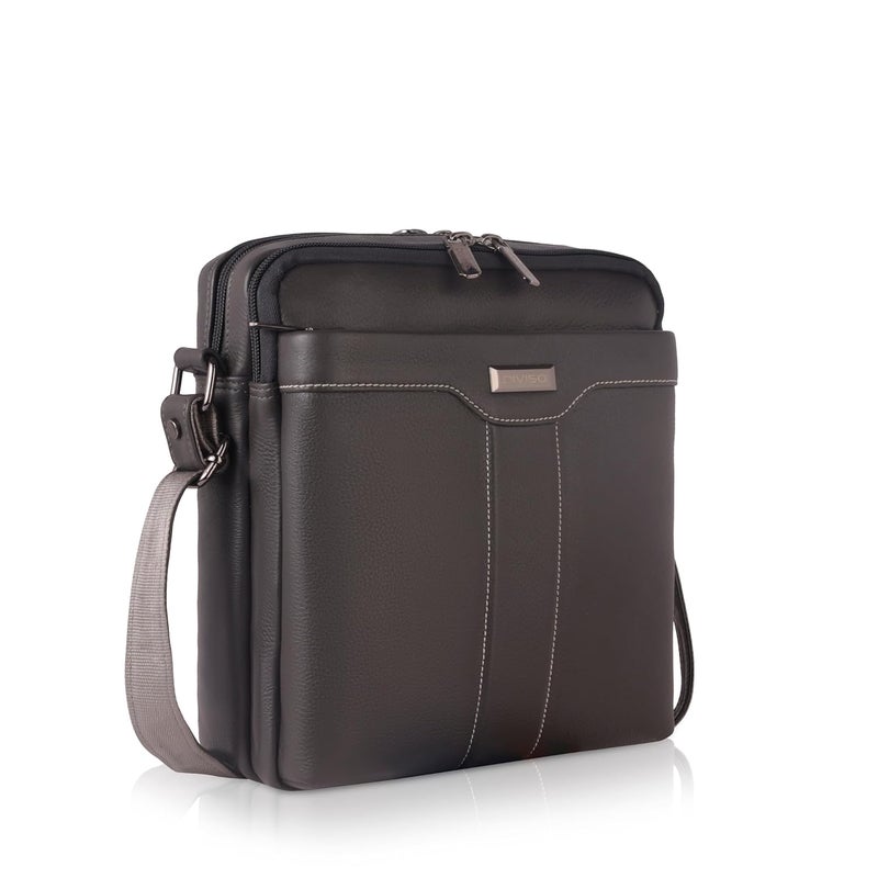 DIVISO Premium Genuine Leather Office Handbag with Velvet Lining Elegant Durable Bag with Nylon and Leather Strap Zipper Closure Perfect for Work or Daily Use - Image 2