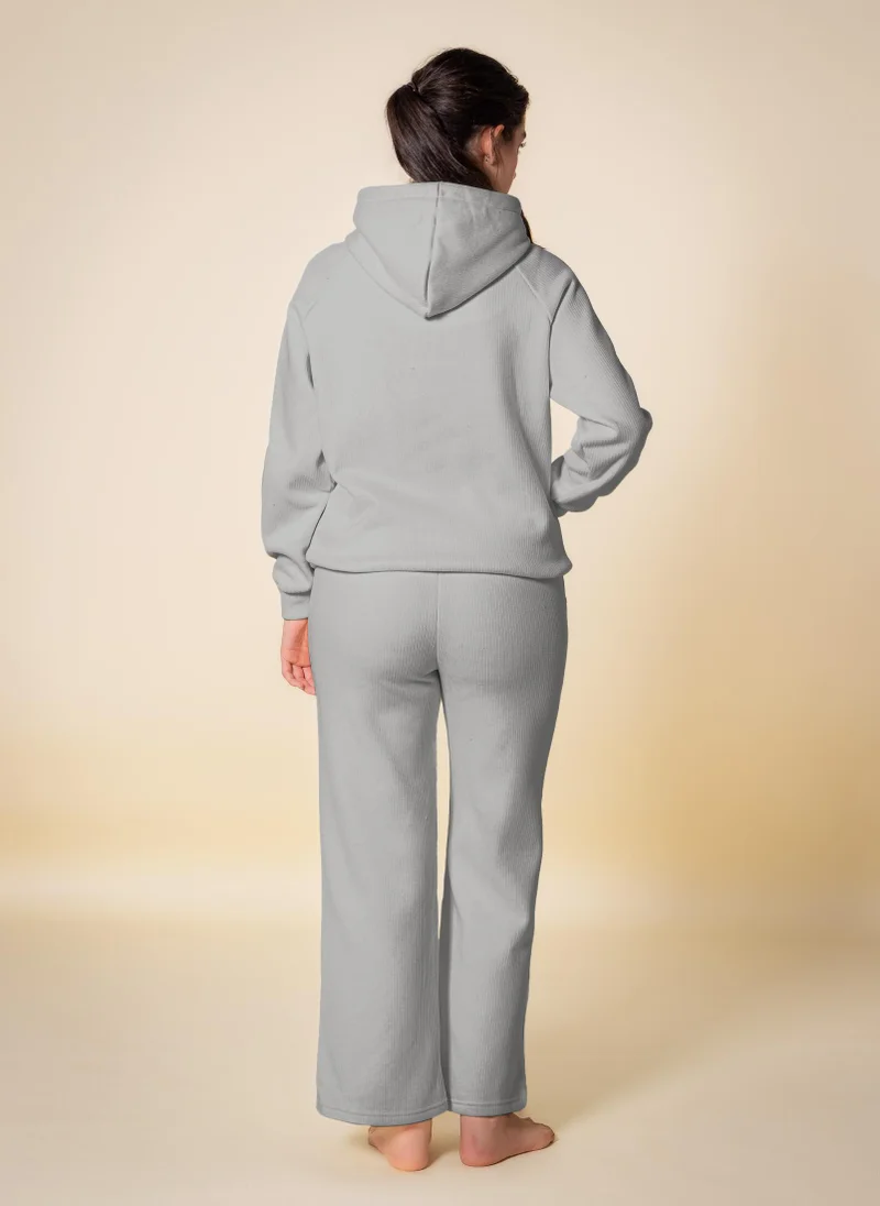 Shapes Grey TEXTURED COMFORT HOODIE SET for Women | Best Price UAE