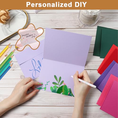 Silunkia 10 Assorted Colors Blank Note Cards and Envelopes 4 x 6 Heavyweight Folded Cardstock and A4 Envelopes Self Seal 20 Packs for Birthday, Invitations, Wedding, DIY Greeting Cards, Party - Image 4