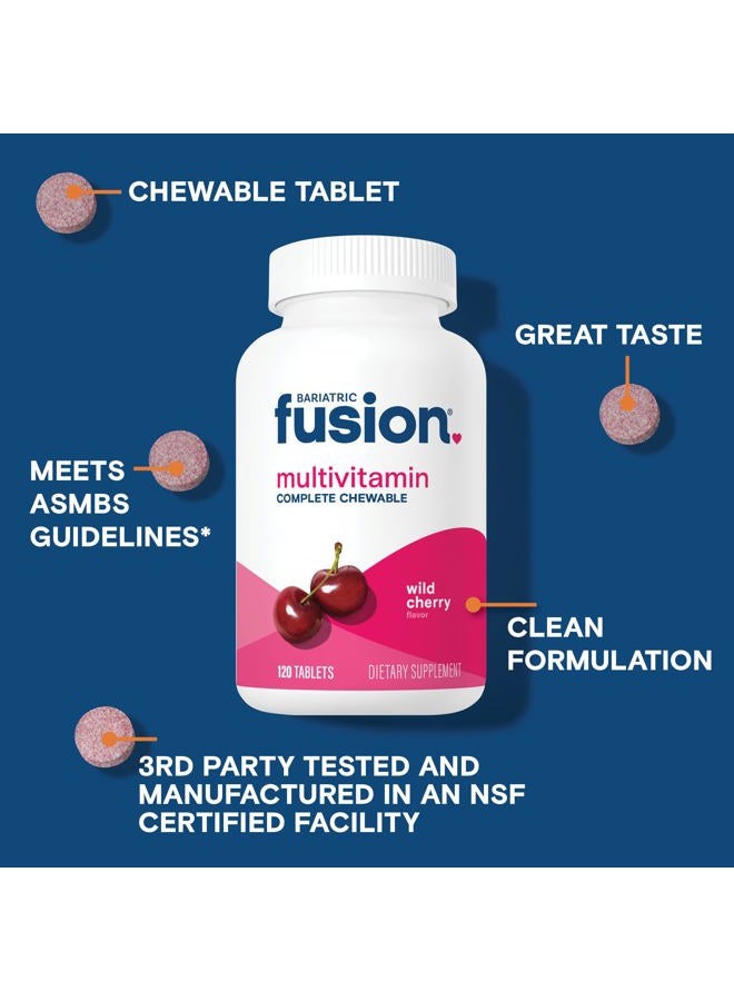 Bariatric Fusion Wild Cherry Complete Chewable Bariatric Multivitamin with Iron for Bariatric Surgery Patients Including Gastric Bypass and Sleeve Gastrectomy - 120 Tablets - Image 3