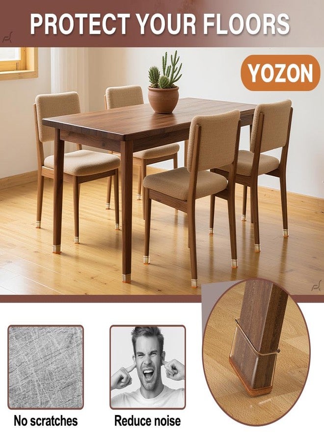 YOZON Chair Leg Floor Protectors Rectangle Chair Leg Protectors for Hardwood Floors Silicone Caps Felt Furniture Pads Covers Anti-Scratch Reduce Noise 32 Pack Clear Fit:L 1.12"-1.5",W 0.75"-1" - Image 4