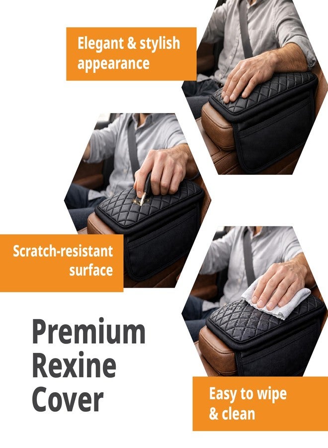 FOVERA Car Armrest Pad - PU Foam Cushion with Premium Rexine Cover for Comfortable Driving | Ergonomic Center Console Armrest Support for Cars | Soft & Durable Padding for Long Drives - Image 3