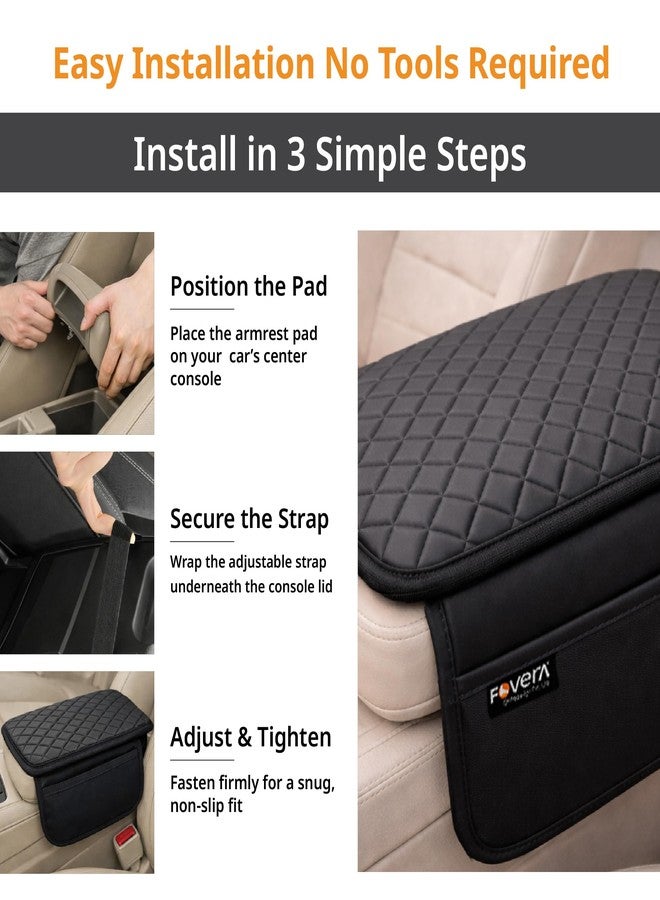 FOVERA Car Armrest Pad - PU Foam Cushion with Premium Rexine Cover for Comfortable Driving | Ergonomic Center Console Armrest Support for Cars | Soft & Durable Padding for Long Drives - Image 2