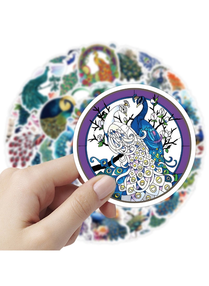 50Pcs Peacock Stickers Pack for Boys Girls Teens, Beautiful Colourful Peacock Waterproof Vinyl Stickers and Decals for Laptop Skateboard Phone Computer Guitar Bumper Water Bottle Luggage Cars - Image 5