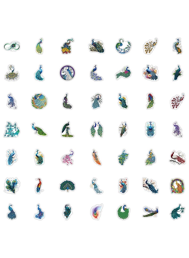 50Pcs Peacock Stickers Pack for Boys Girls Teens, Beautiful Colourful Peacock Waterproof Vinyl Stickers and Decals for Laptop Skateboard Phone Computer Guitar Bumper Water Bottle Luggage Cars - Image 4