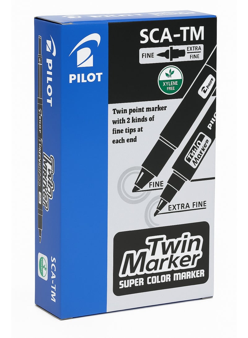 PILOT Twin Marker Pack of 12 Pcs - Black - Image 1
