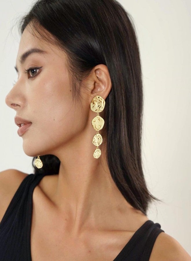 WOWORAMA Hammered Clip On Earrings for Women Trendy Chunky Gold Disc Clips Dangle Earrings Vintage Non Pierced Earring Jewelry - Image 2