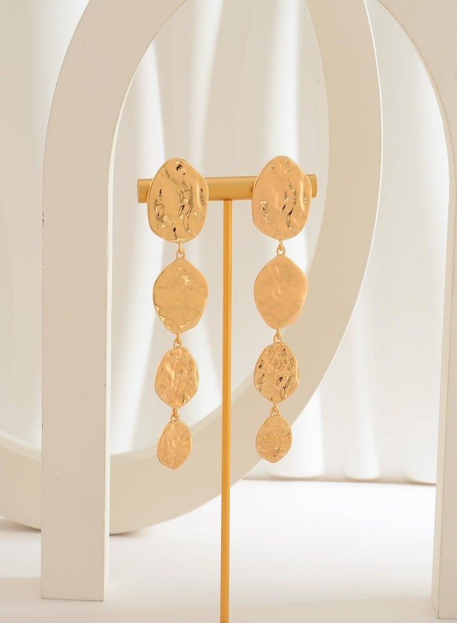 WOWORAMA Hammered Clip On Earrings for Women Trendy Chunky Gold Disc Clips Dangle Earrings Vintage Non Pierced Earring Jewelry - Image 5
