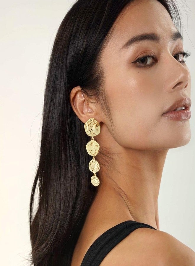 WOWORAMA Hammered Clip On Earrings for Women Trendy Chunky Gold Disc Clips Dangle Earrings Vintage Non Pierced Earring Jewelry - Image 3