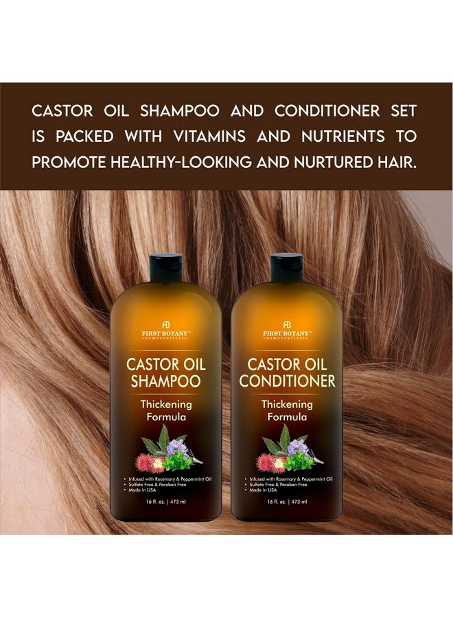 First Botany Castor Oil Shampoo And Conditioner - An Anti Hair Loss Set Thickening Formula For Hair Regrowth, Anti Thinning Sulfate Free For Men & Women Anti Dandruff Treatment - 16 Oz - Image 4
