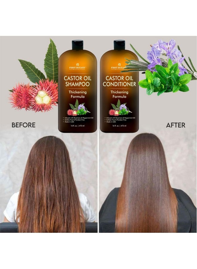 First Botany Castor Oil Shampoo And Conditioner - An Anti Hair Loss Set Thickening Formula For Hair Regrowth, Anti Thinning Sulfate Free For Men & Women Anti Dandruff Treatment - 16 Oz - Image 2