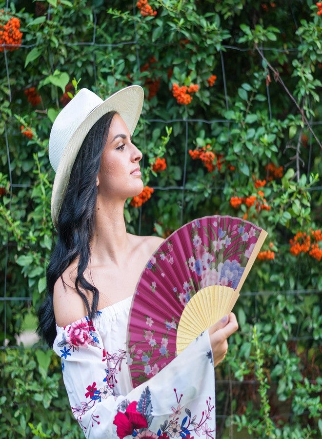 Aodaer 12 Pieces Floral Folding Fans Silk Bamboo Handheld Folding Fans Vintage Flower Patterns Fan, 9 Inch for Wedding Dancing Party Decor, Multicolor - Image 5