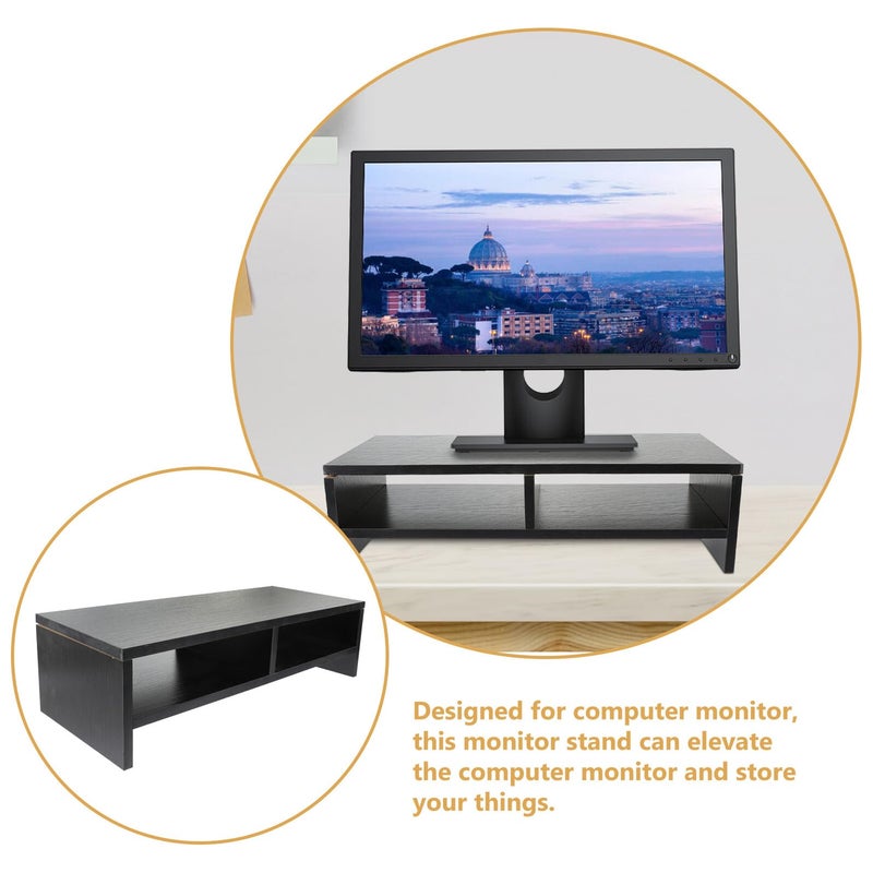 Double Monitor Stand Riser Desktop 40cm Wide with Storage Shelf for Computer Screen - Image 5