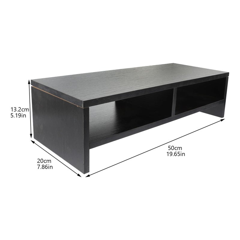 Double Monitor Stand Riser Desktop 40cm Wide with Storage Shelf for Computer Screen - Image 3