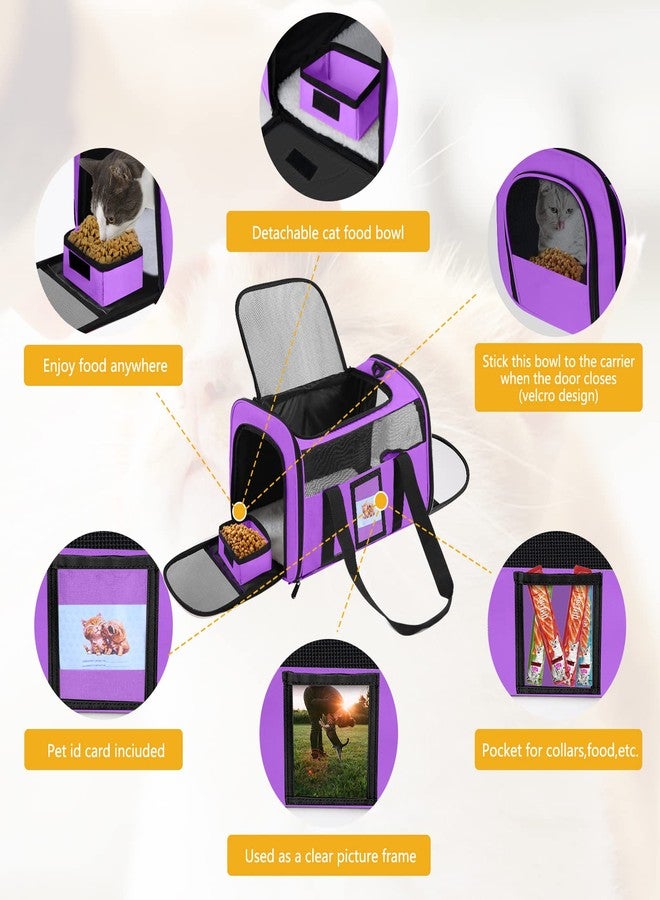 SECLATO Cat Carrier Pet Carriers Airline Approved for Small Dogs Kitten Carrier for Small Medium Animals Under 15lb, Collapsible Soft Sided Travel Carrier, Purple - Image 4