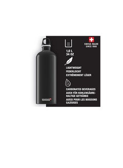 Sigg Traveller Black Water Bottle (1 L), Pollutant-Free And Leak-Proof Metal Bottle, Lightweight And Robust Aluminium Bottle With Screw Cap  - Image 2