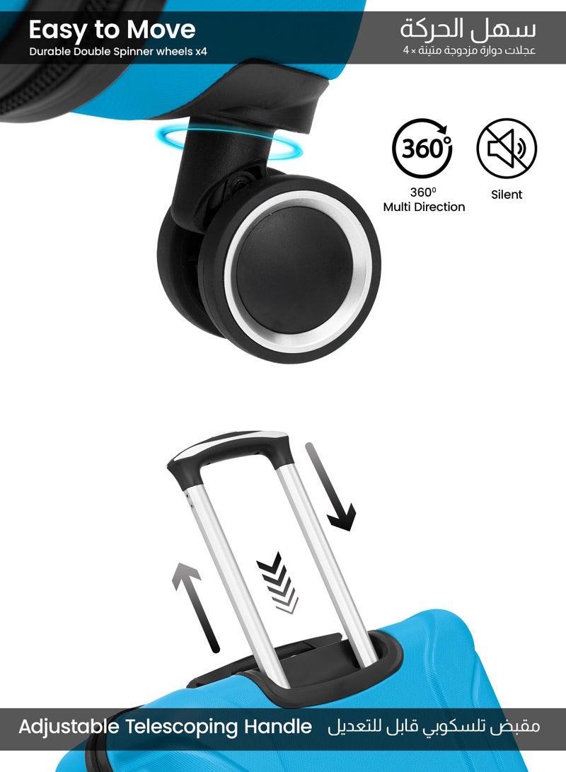 بارا جون حقيبة سفر بعجلات مقاس  بوصة خفيفة الوزن صلبة من مادة  زرقاء تحمل  كجم بأربع عجلات - Image 2