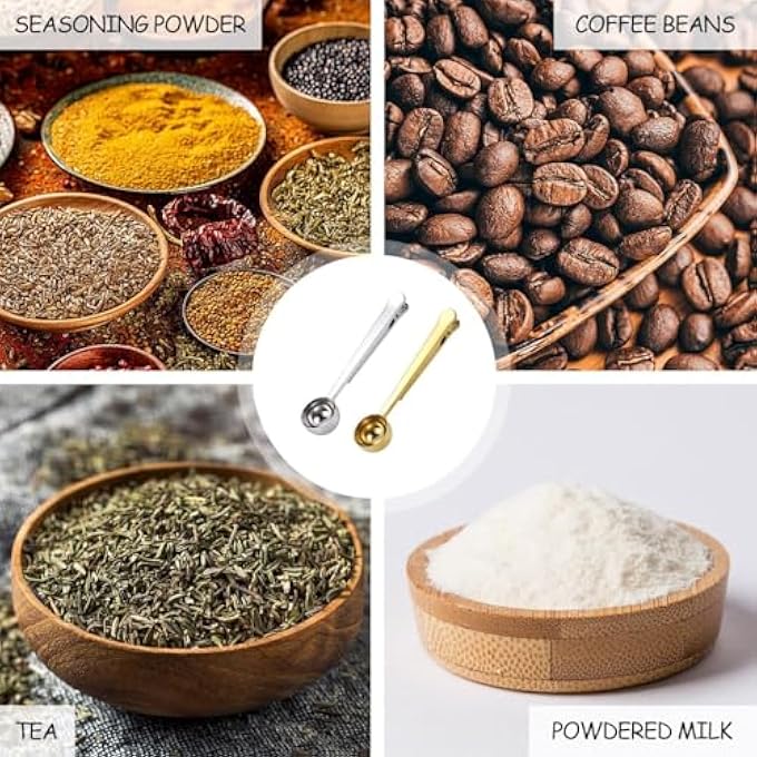 Unity 2 Pack Of Coffee Scoops Stainless Steel Measuring Scoop With Coffee Bag Clip Suitable For Ground Coffee Espresso Beans Milk Powder Protein Powder - Image 3
