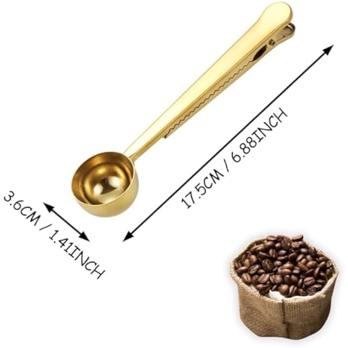Unity 2 Pack Of Coffee Scoops Stainless Steel Measuring Scoop With Coffee Bag Clip Suitable For Ground Coffee Espresso Beans Milk Powder Protein Powder - Image 4