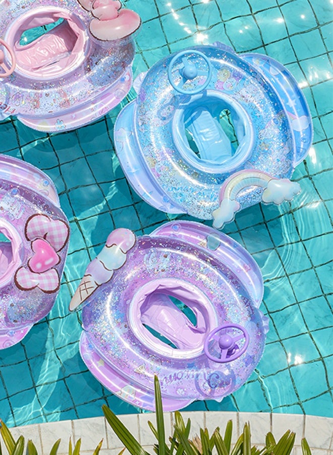 HALAMODO Baby Swimming Float,Inflatable Baby Swim Glitter Ring with Seat for Infant/Toddler,Waist Float Ring , Bathtub Toys Pool Accessories for Kids Toddlers - Image 3