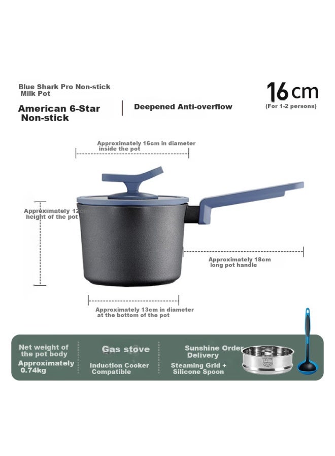 Deslon Blue Shark Pro Non-stick Milk Pot For Baby Food, Suitable For Cooking Milk On Gas Stove And Induction Cooker - Image 1