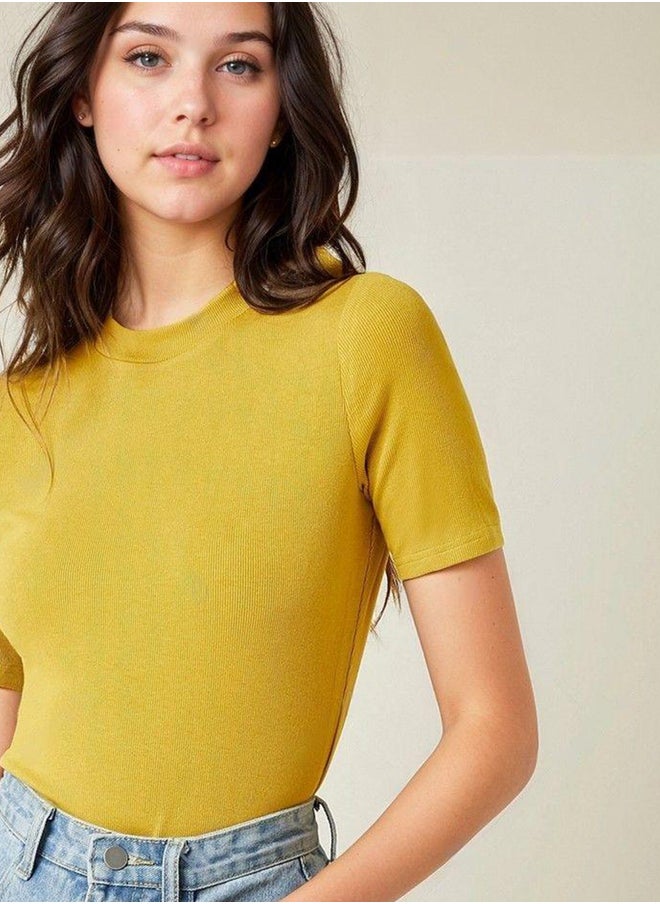 Kotty Ribbed High Neck Slim Fit T-Shirt  - Image 5