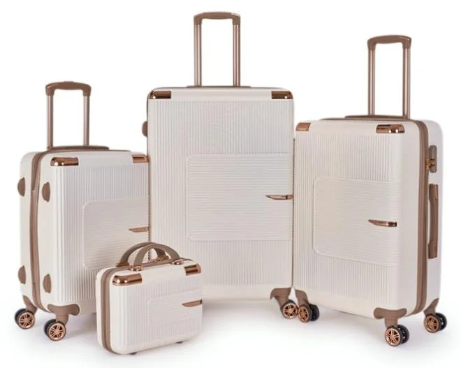 ليمرا طقم شنط سفر من ليمرا مكون من 4 قطع حقائب أمتعة لون بيج/ذهبي