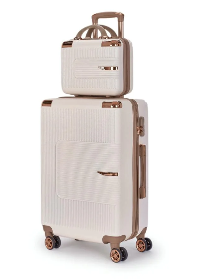 ليمرا طقم شنط سفر من ليمرا مكون من 4 قطع حقائب أمتعة لون بيج/ذهبي