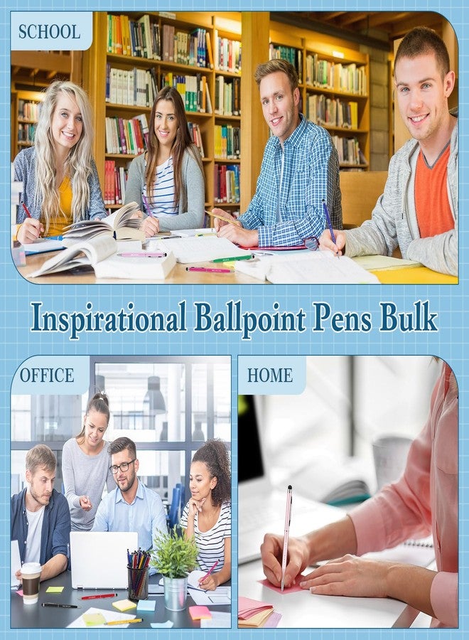 Yexiya 100 Pcs Inspirational Motivational Ballpoint Pens Bulk Employee Appreciation Gift with Touch Screens Stylus Tip Black Ink Pen for Teacher Office Coworker Charity Donation(Positive Style) - Image 5