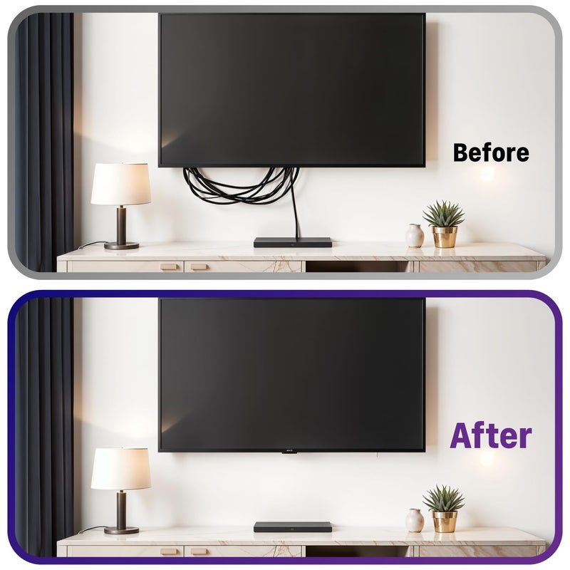 Fosmon 2-Gang Brush Wall Plate, Double Gang Cable Management Kit for Cable pass through, Wire Cord Hider for Wall Mounted TV, Coaxial, HDMI, Ethernet Speaker Low Voltage Wires and Power Cords- White - Image 5