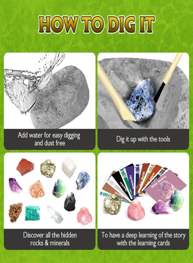 XXTOYS 12 Natural Rock & Mineral Dig Kit - Educational STEM Toy for Kids, Mining Gemstones, Rocks, and Minerals - Party Favors for Boys & Girls - Image 5
