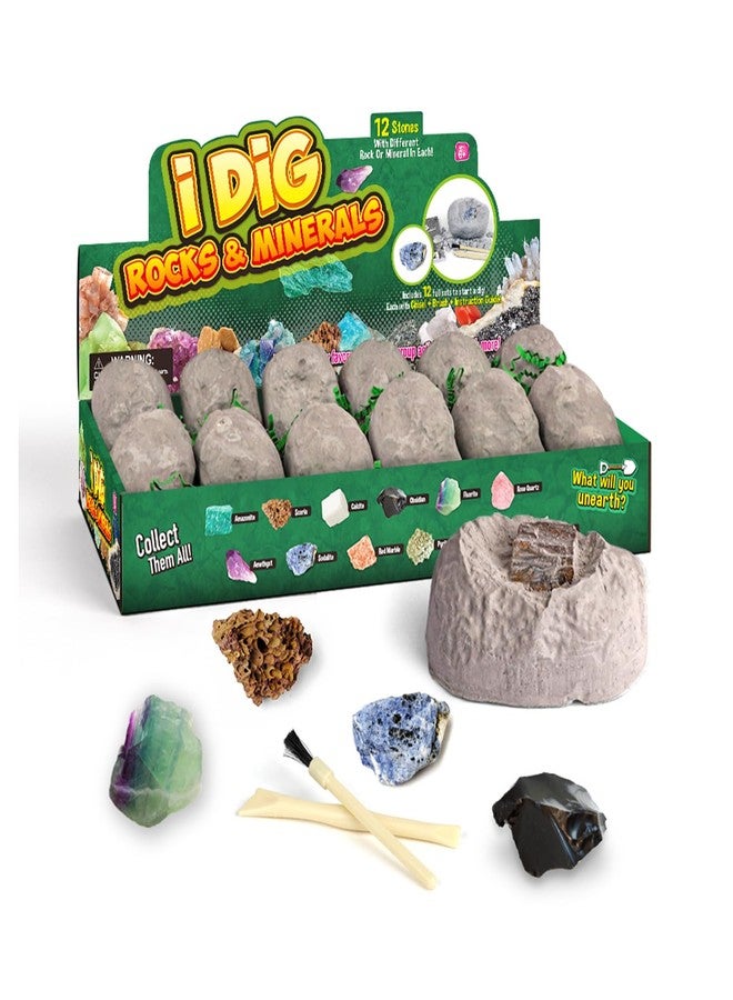 XXTOYS 12 Natural Rock & Mineral Dig Kit - Educational STEM Toy for Kids, Mining Gemstones, Rocks, and Minerals - Party Favors for Boys & Girls - Image 1