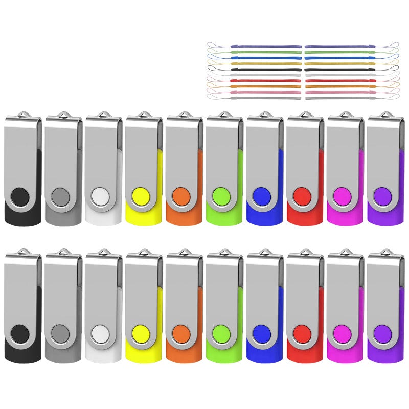 AreTop 20 Pack Flash Drives 512MB, USB 2.0 Pendrive Bulk USB Drives 20 Pack Flash Drives Memory Stick USB 20 Pack Thumb Drives Bulk (20Pack 512MB, Multicolors) - Image 1