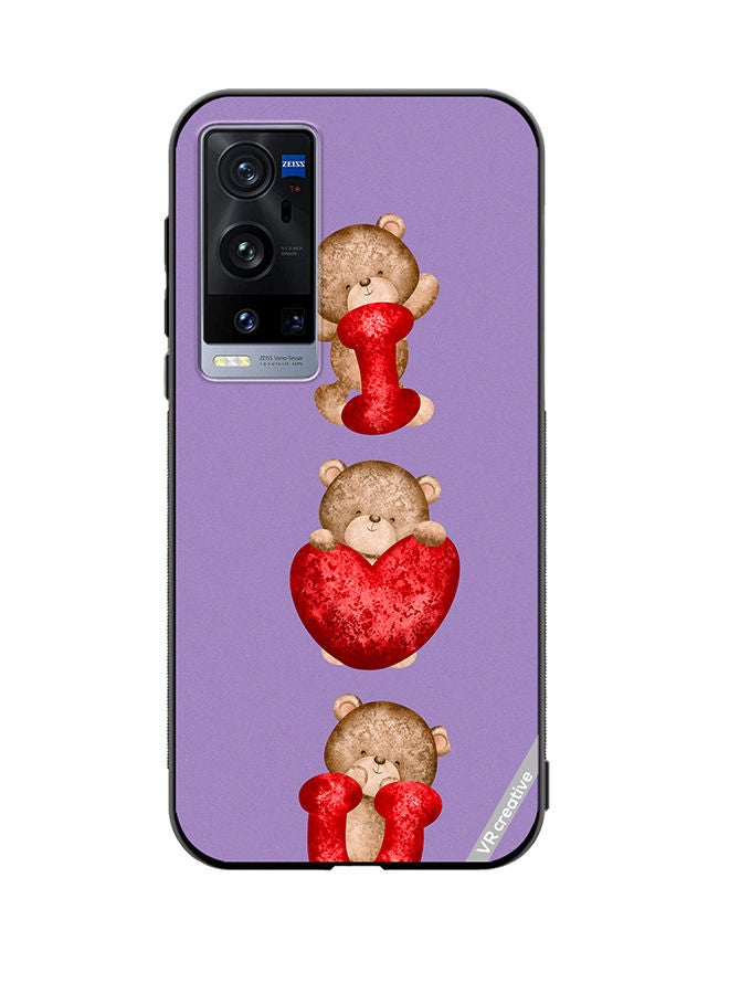 VR CREATIVE غطاء حماية لهاتف Vivo X60 Pro Plus بتصميم دب أحبك متعدد الألوان - Image 1