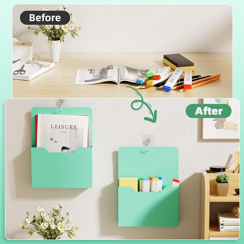 Marbrasse Magnetic File Holder - Magnetic Paper Holder, Pocket Organizer Office Supplies Storage Mail Organizer for Notebooks,Planners,Letter (1 Pack) - Image 5