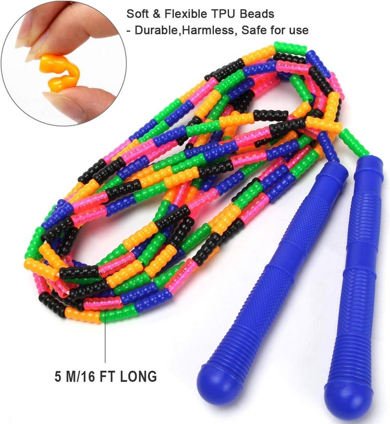 Coolrunner 16 FT Long Jump Rope(2 PACK), Double Dutch Jump Ropes, Soft Beaded Skipping for Kids Adults, Plastic Segmented Long Enough for 4-5 Jumpers - Image 2