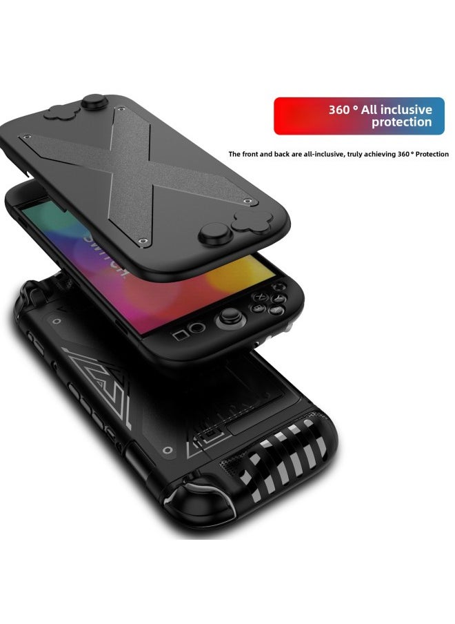Generic Suitable For Nintendo Switch 2 Game Console Protective Case NS All-inclusive Anti-fall And Dust-proof Protective Cover Accessories-Product Color:Black-Model:Switch2 (x Pattern) With Plate Protective Cover  - Image 3
