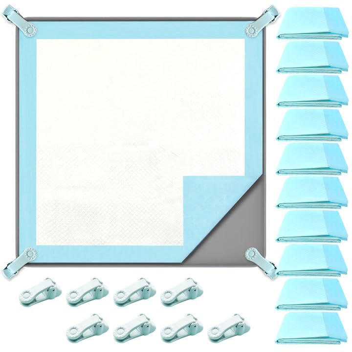 YEXEXINM 19pcs Puppy Pee Pad Tray Holder Set for Dogs NonSlip Silicone Dog Pee Pad Holder for 236 X 236 Training Pads High Edge Easy Cleaning Pee Pad Tray with 8 Holder Clamps and 10pcs Puppy Potty Pad - Image 1