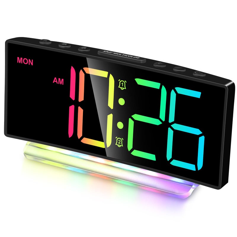 Cadmos Olkieqz Extra Loud Alarm Clock for Heavy Sleeves Adults Teenagers Children Rainbow Clock for Bedroom Small Smart Digital Clock with - Image 1