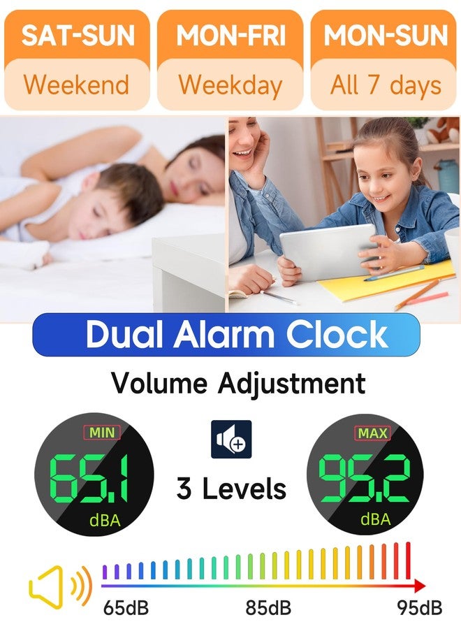 Cadmos Olkieqz Extra Loud Alarm Clock for Heavy Sleeves Adults Teenagers Children Rainbow Clock for Bedroom Small Smart Digital Clock with - Image 4