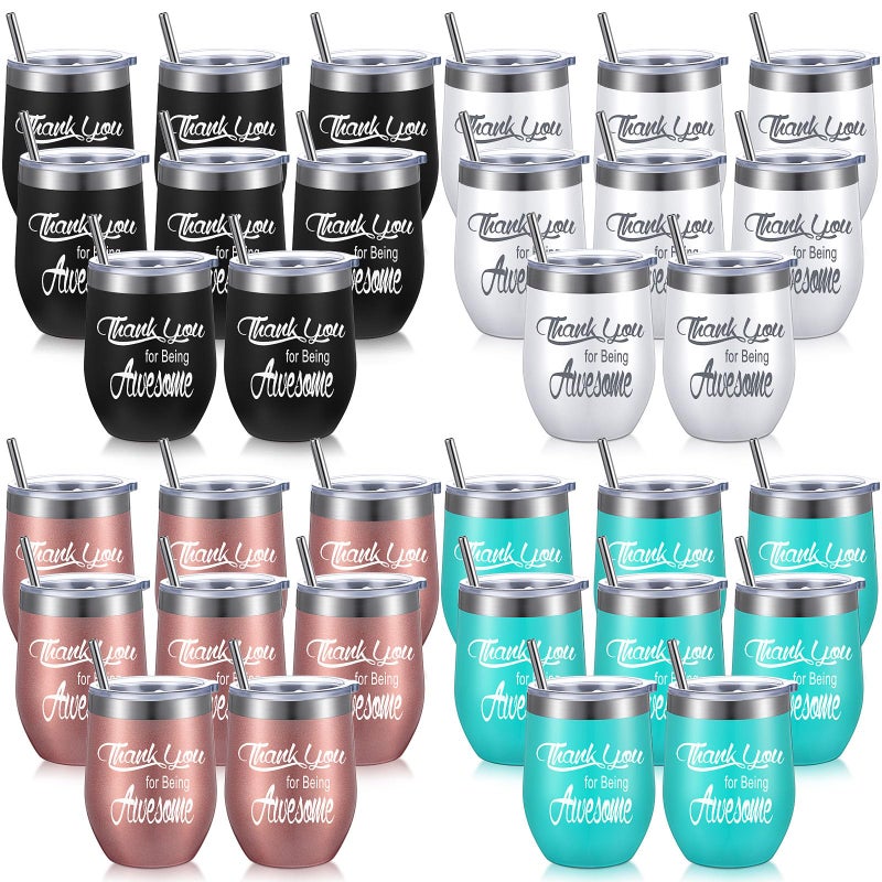 Sieral Sieral Thank You Gifts Thank You for Being Awesome Wine Tumbler Employee Appreciation Gifts for Women Men Coworkers Friend Stainless Steel Insulated Tumbler with StrawFresh Color32 Pcs 