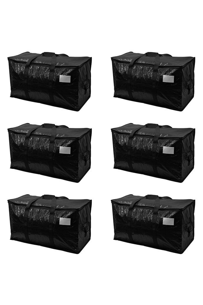6 Pack Extra Large Moving Bags, Clothes storage bag，Heavy-Duty Water-Resistant Storage Bags with Dual Zippers & Carrying Handles, 73×35×37CM - Image 1