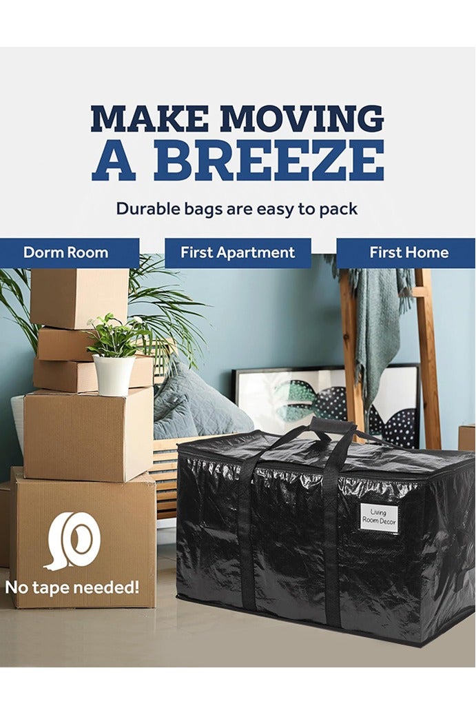 6 Pack Extra Large Moving Bags, Clothes storage bag，Heavy-Duty Water-Resistant Storage Bags with Dual Zippers & Carrying Handles, 73×35×37CM - Image 2