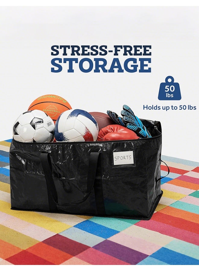 6 Pack Extra Large Moving Bags, Clothes storage bag，Heavy-Duty Water-Resistant Storage Bags with Dual Zippers & Carrying Handles, 73×35×37CM - Image 5