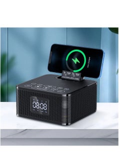 MeiHao Table Bluetooth Speaker With Wireless Charger Digital Clock Rechargeable  - Image 1