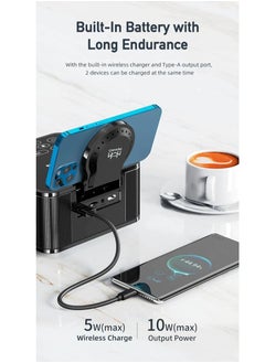 MeiHao Table Bluetooth Speaker With Wireless Charger Digital Clock Rechargeable  - Image 4