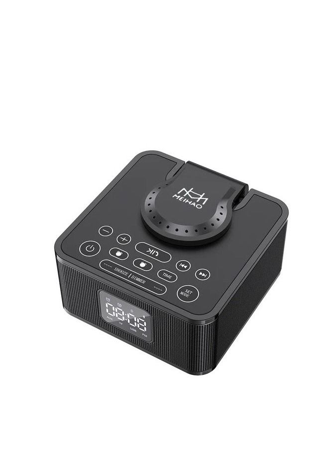 MeiHao - Table Bluetooth Speaker With Wireless Charger Digital Clock Rechargeable - Image 1