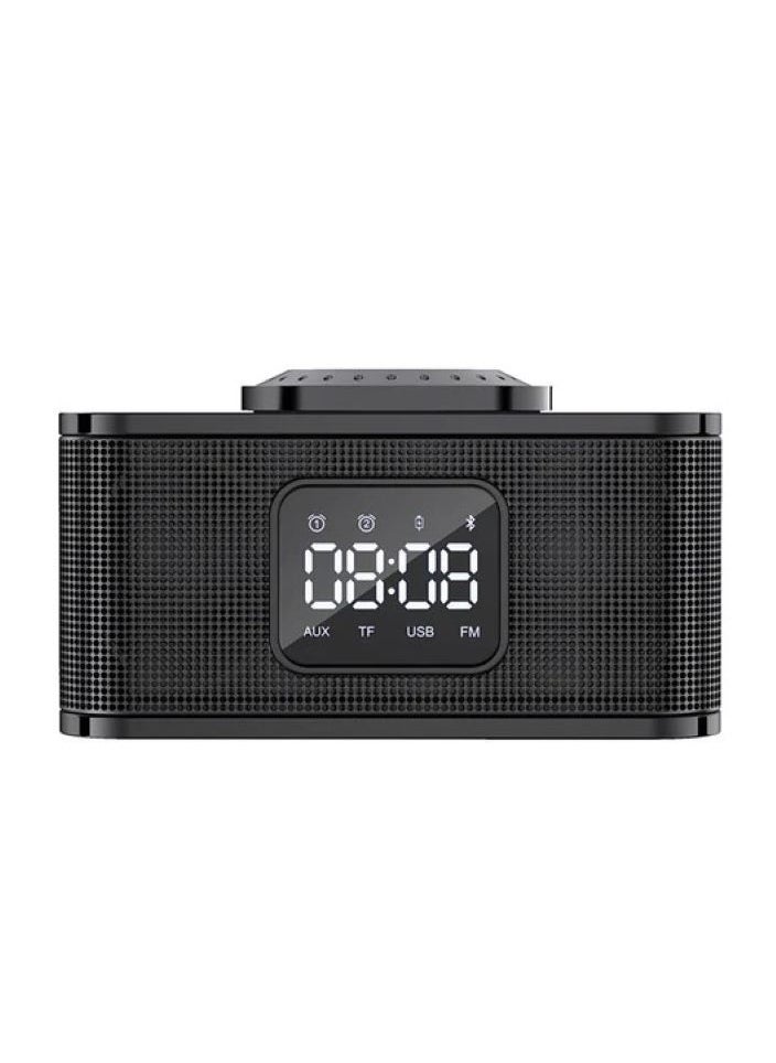 MeiHao - Table Bluetooth Speaker With Wireless Charger Digital Clock Rechargeable - Image 1