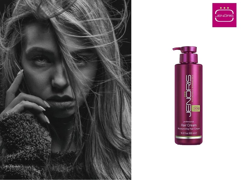 Jenoris Moisturizing Hair Cream 16.9 fl oz Professional haircare products for women; Ideal for all hair types including dry, damaged or colored hair; Increase volume and vitality and eliminate frizz - Image 4