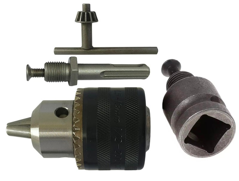 Inditrust 1.5-13mm Capacity Drill Chuck Mount 3/8-20UNF Quick Change Connect Conversion Chuck with 1/2 Inch Socket Square Female Adapter (NOT FOR ANGLE GRINDERS) - Image 1